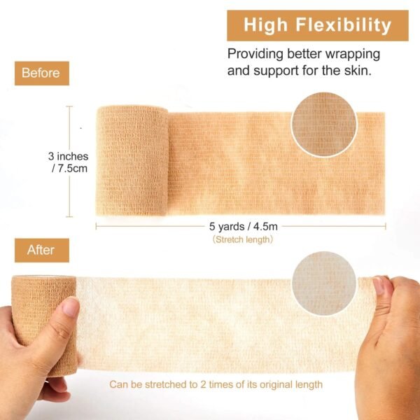 3 Rolls Medical Adhesive Bandage Elastic Tape 5cm - Image 3