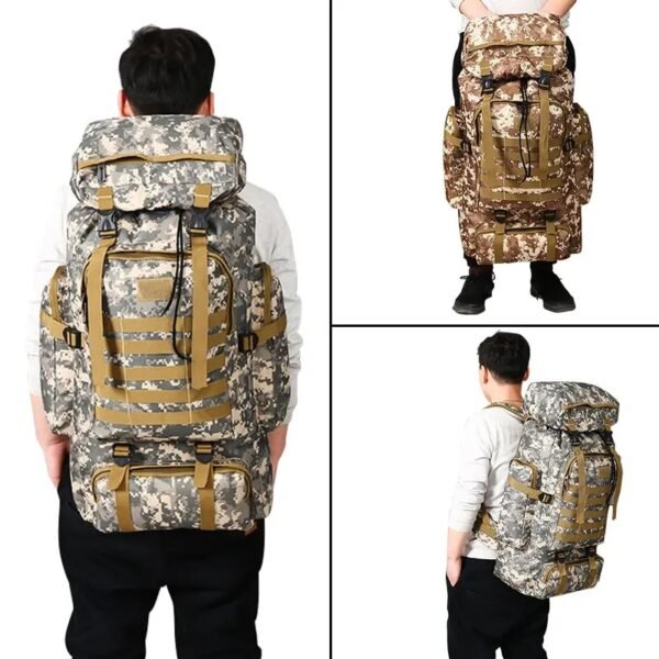 Large Empty Outdoor Backpack Black Large Capacity Waterproof Outdoor Military Backpack Travel Backpack - Image 5